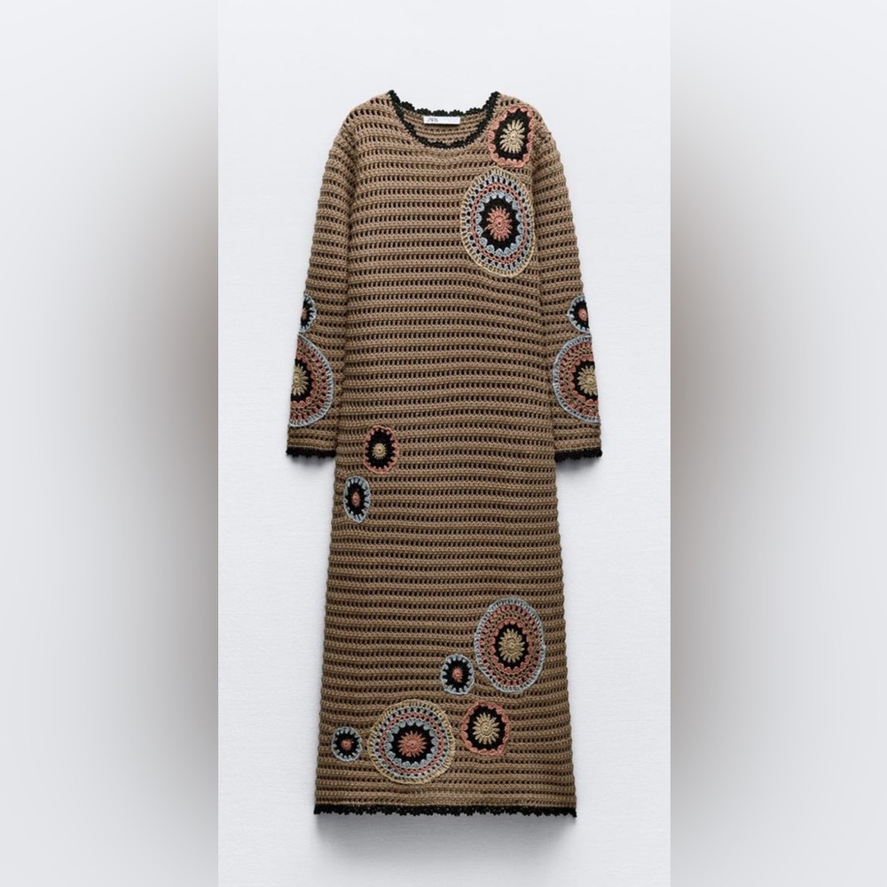 Zara long crochet knit dress
